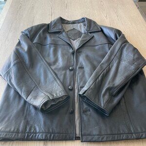 Roundtree & Yorke Men's Black Leather Jacket - XXL Like New!